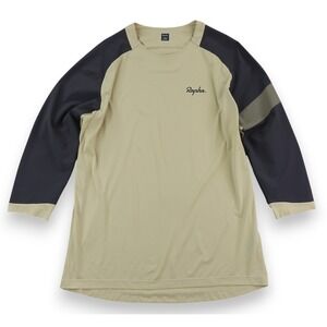 Rapha Trail 3/4 Sleeve Jersey Shirt Mens Large Beige MTB Cycling Performance